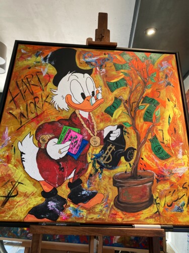 제목이 "Dagobert Duck"인 미술작품 Kerstin Lansche로, 원작, 아크릴 나무 들것 프레임에 장착됨