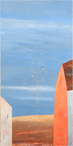 Peinture intitulée "Tree With White Bir…" par Kestutis Jauniskis, Œuvre d'art originale, Huile