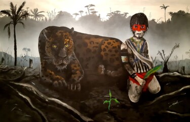 Картина под названием "New hope in Amazonia" - Kevin Bardin, Подлинное произведение искусства, Акрил