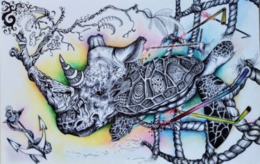 Drawing titled "Morphose" by Kevin Guerin, Original Artwork, Ballpoint pen