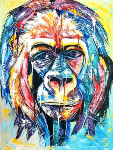 Schilderij getiteld "The protector goril…" door Kevin Jjagwe, Origineel Kunstwerk, Acryl