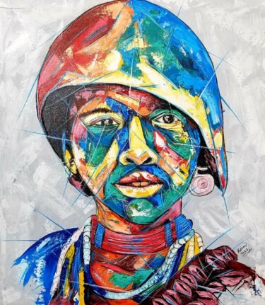 Painting titled "Strong Woman" by Kevin Jjagwe, Original Artwork, Acrylic