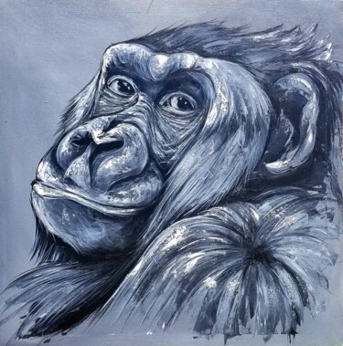 Schilderij getiteld "Peaceful gorilla" door Kevin Jjagwe, Origineel Kunstwerk, Acryl