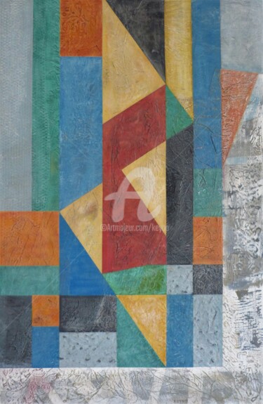 Schilderij getiteld "Mosaïque" door Keyno, Origineel Kunstwerk, Acryl Gemonteerd op Frame voor houten brancard