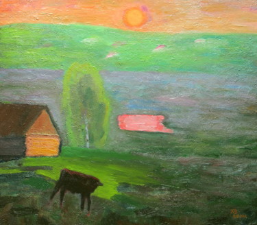 Картина под названием "May evening." - Валерий Хабаров, Подлинное произведение искусства, Масло
