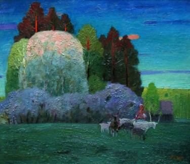 Peinture intitulée "Уходящий день. Май." par Valerii Khabarov, Œuvre d'art originale, Huile