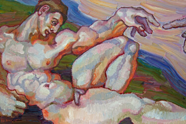 Картина под названием "Ode to Michelangelo…" - Khairzul Ghani, Подлинное произведение искусства, Масло Установлен на Деревян…