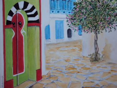 Schilderij getiteld "HAMMAMET -" door Adelka, Origineel Kunstwerk, Aquarel