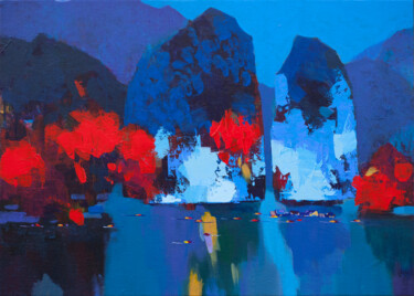Painting titled "Ha Long Bay No.70" by Khanh The Bui, Original Artwork, Acrylic