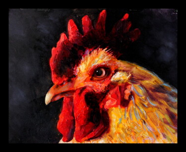 Pintura titulada "Red Cock" por Khanlar Asadullayev, Obra de arte original, Oleo