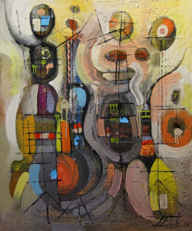 Malerei mit dem Titel "Jazz" von Zaza Kharabadze, Original-Kunstwerk, Öl