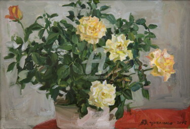 Pittura intitolato "Yellow rose" da Valeriy Kharchenko, Opera d'arte originale