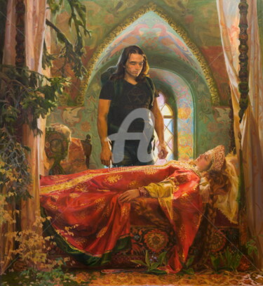 Pittura intitolato "The Sleeping Beauty" da Valeriy Kharchenko, Opera d'arte originale