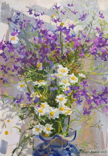 Painting titled "Meadow flowers" by Valeriy Kharchenko, Original Artwork, Oil