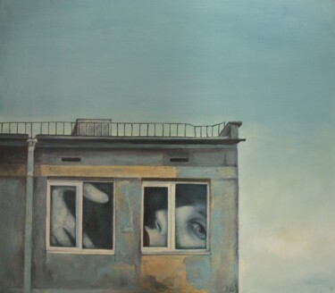 绘画 标题为“Последний этаж” 由Валерий Семенихин, 原创艺术品, 油 安装在木质担架架上