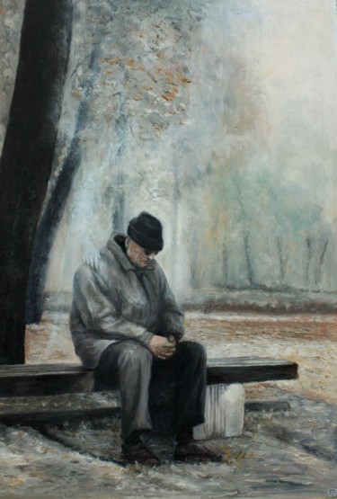 Painting titled "Круговорот листьев…" by Valerii Semenikhin, Original Artwork, Oil