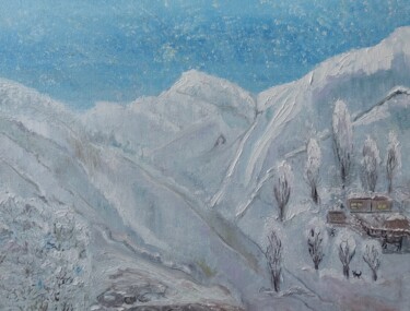 Pittura intitolato "Снег идёт!" da Khayrullina Venera Akhatovna (VeraKhay), Opera d'arte originale, Olio
