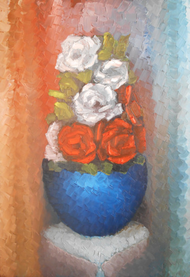 Painting titled "Roses mosaic" by Kheder, Original Artwork, Oil