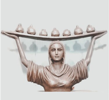 Sculpture intitulée "Anora sales girl" par Khurshed Husenov, Œuvre d'art originale, Bronze