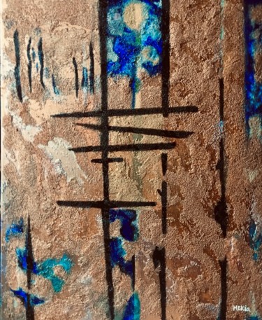 Peinture intitulée "croix de cuivre" par Marie-Eve Kia, Œuvre d'art originale, Acrylique
