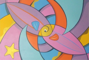 Painting titled "Fishes" by Nikolay Bogdan, Original Artwork, Acrylic