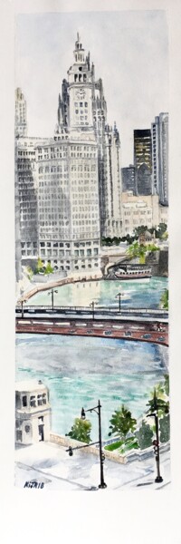 제목이 "Chicago River"인 미술작품 Kija로, 원작, 수채화