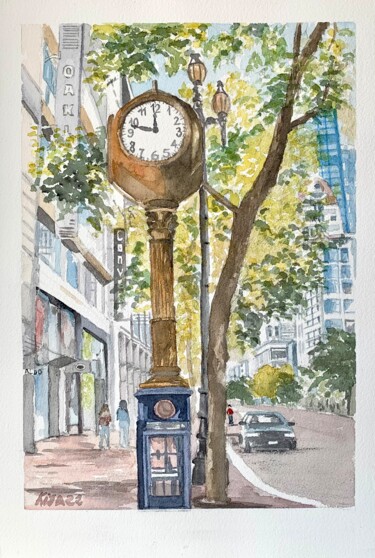"L’horloge de Market…" başlıklı Tablo Kija tarafından, Orijinal sanat, Suluboya