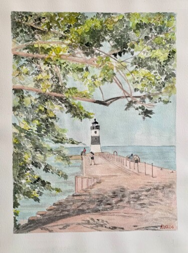 绘画 标题为“Le phare « presque…” 由Kija, 原创艺术品, 水彩