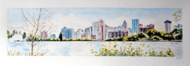 Painting titled "Vancouver, vu de St…" by Kija, Original Artwork, Watercolor