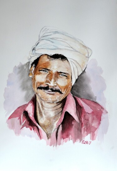 Painting titled "l-indien-du-sud.jpg" by Kija, Original Artwork, Watercolor