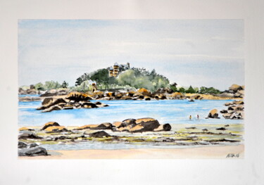 Peinture intitulée "le chateau-de-costa…" par Kija, Œuvre d'art originale, Aquarelle