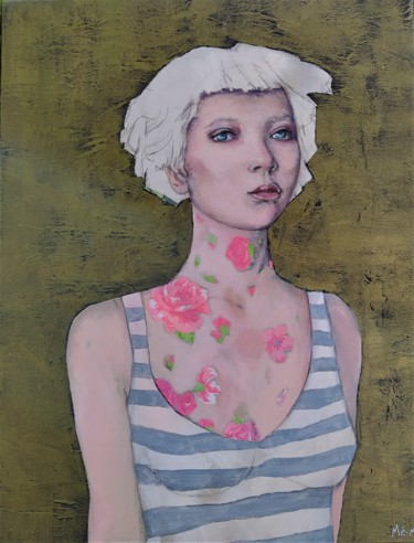 Schilderij getiteld "tatouée (2)" door Christelle Mévellec (Mé-Mo), Origineel Kunstwerk, Acryl Gemonteerd op Frame voor hout…
