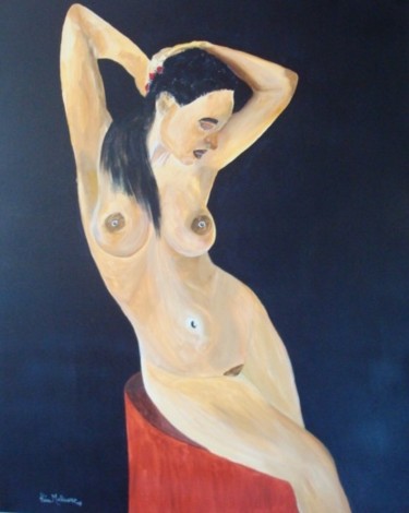 Pintura intitulada "Mulher Sentada" por Kim Molinero, Obras de arte originais, Óleo