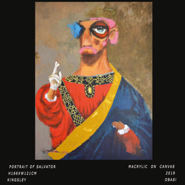 Картина под названием "Portrait Of Salvator" - Kingsley Obasi Signature Art Gallery, Подлинное произведение искусства, Акрил