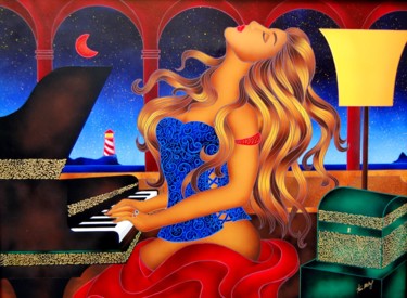 Pittura intitolato "La Pianista - Profo…" da Kino Mistral, Opera d'arte originale, Olio