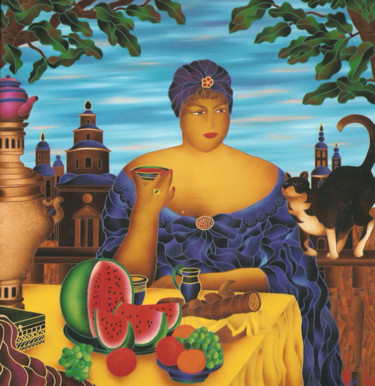 Malerei mit dem Titel "Omaggio a Botero" von Kino Mistral, Original-Kunstwerk