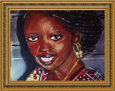 Painting titled "AFRICAN BEAUTY" by Christine Pons, Original Artwork, Oil