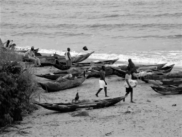 Photography titled "pirogues à Kribi" by Christine Pons, Original Artwork