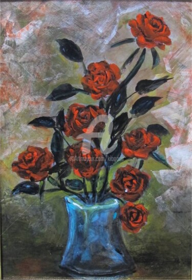 Malerei mit dem Titel "hileras de rosas ch…" von Kio, Original-Kunstwerk, Acryl