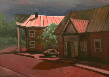 Painting titled "Old houses in Navah…" by Kira Hadarkevich, Original Artwork, Tempera