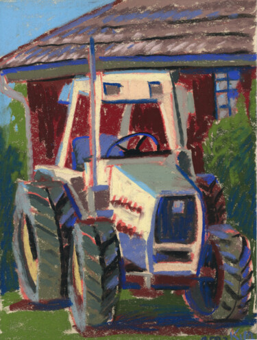 Painting titled "Mark The Tractor" by Kira Sokolovskaia, Original Artwork, Pastel