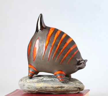 Γλυπτική με τίτλο "Cat Ceramic Sculptu…" από Valery Kirillov, Αυθεντικά έργα τέχνης, Κεραμικά