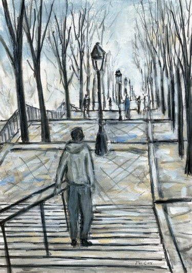 Dibujo titulada "Montmartre, Paris" por Kirstin Mccoy, Obra de arte original, Acrílico