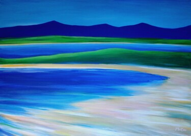 Painting titled "Beach, Wild Atlanti…" by Kirstin Mccoy, Original Artwork, Oil Mounted on Wood Stretcher frame