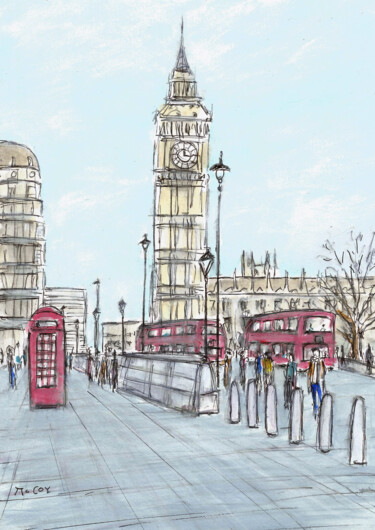 Tekening getiteld "London City" door Kirstin Mccoy, Origineel Kunstwerk, Acryl