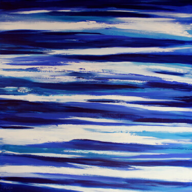 Painting titled "Aqua" by Kirstin Mccoy, Original Artwork, Oil Mounted on Wood Stretcher frame