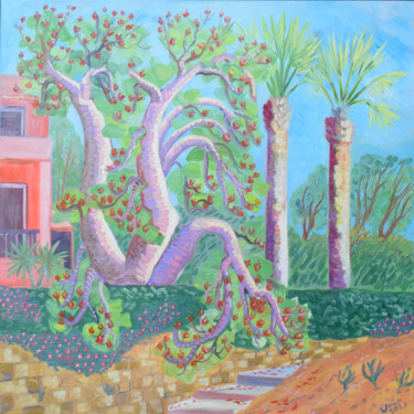 Schilderij getiteld "Coral Tree in Bloom" door Kirsty Wain, Origineel Kunstwerk, Olie
