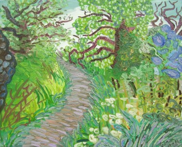 Pittura intitolato "Summer Lane" da Kirsty Wain, Opera d'arte originale, Olio Montato su Telaio per barella in legno