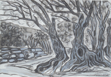 Rysunek zatytułowany „OLIVES IN ANDALUCIA” autorstwa Kirsty Wain, Oryginalna praca, Atrament