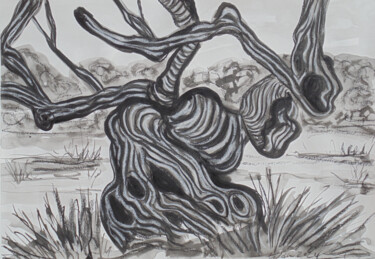 Картина под названием "Olive Tree 7" - Kirsty Wain, Подлинное произведение искусства, Чернила